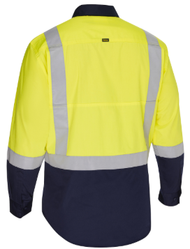 ANSI Type R Class 2 Vented Long Sleeve Button Down with Navy Bottom - Industrial Wash Durable