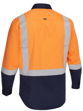 ANSI Type R Class 2 Vented Long Sleeve Button Down with Navy Bottom - Industrial Wash Durable