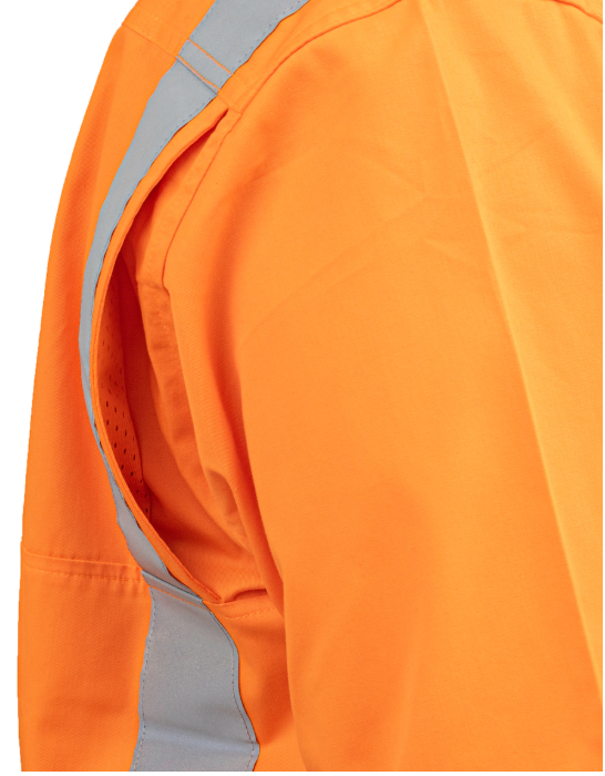 ANSI Type R Class 2 Vented Long Sleeve Button Down with Navy Bottom - Industrial Wash Durable