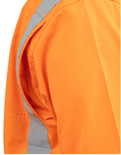 ANSI Type R Class 2 Vented Long Sleeve Button Down with Navy Bottom - Industrial Wash Durable