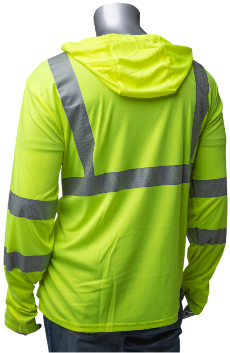 PIP® ANSI Type R Class 3 Quick Dry Hooded Long Sleeve T-Shirt