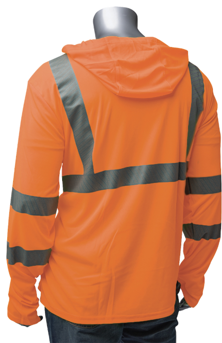 PIP® ANSI Type R Class 3 Quick Dry Hooded Long Sleeve T-Shirt