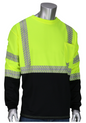 PIP® ANSI Type R Class 3 Long Sleeve T-Shirt with 50+ UPF Sun Protection, Built-in Insect Repellent and Black Bottom Front