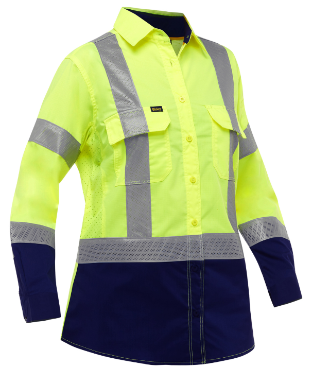 ANSI Type R Class 2 Women's Long Sleeve Work Shirt with X-Airflow™ and Navy Bottom