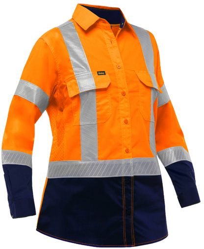 ANSI Type R Class 2 Women's Long Sleeve Work Shirt with X-Airflow™ and Navy Bottom