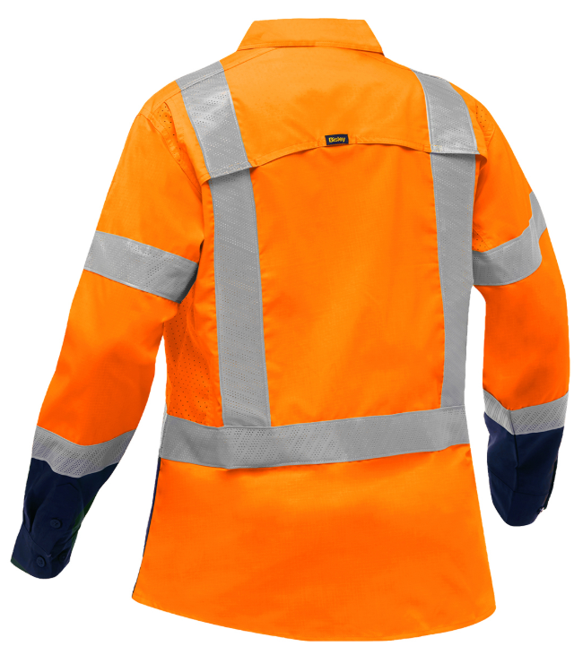 ANSI Type R Class 2 Women's Long Sleeve Work Shirt with X-Airflow™ and Navy Bottom