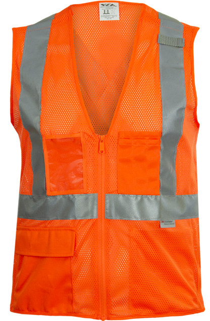 ANSI Type R Class 2 Seven Pocket Mesh Breakaway Vest with X-Back