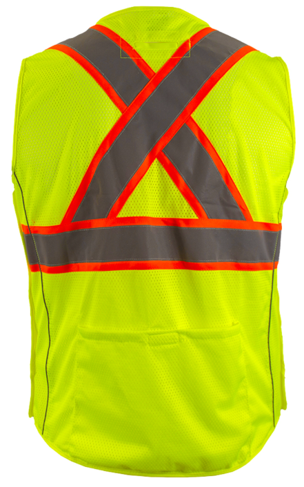 ANSI Type R Class 2 Two-Tone Women's Contoured Breakaway Vest with Solid Front, Mesh Back and X-Back