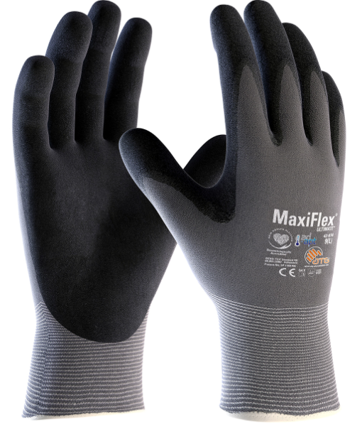MaxiFlex® Ultimate™ AD-APT™ Seamless Knit Nylon/Elastane Glove with Nitrile Coated MicroFoam Grip on Palm & Fingers and AD-APT™ Technology - Touchscreen Compatible
