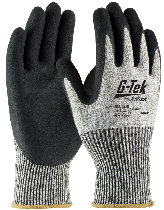 G-Tek® PolyKor® Seamless Knit PolyKor® Blended with Double-Dipped Nitrile Coated MicroSurface Grip on Palm & Fingers