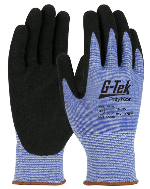 G-Tek® PolyKor® Seamless Knit PolyKor® Blended Glove with Nitrile Coated MicroSurface Grip on Palm & Fingers