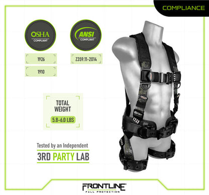 Frontline Fall 110CTB-S-DC 110CTB-DC Digital Camo Full Body Harness with Aluminum Hardware and Suspension Trauma Straps – Polyurethane Worksite Safety & Industrial Supplies PPE