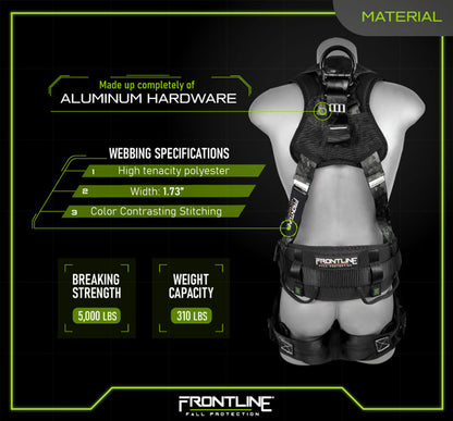Frontline Fall 110CTB-S-DC 110CTB-DC Digital Camo Full Body Harness with Aluminum Hardware and Suspension Trauma Straps – Polyurethane Worksite Safety & Industrial Supplies PPE