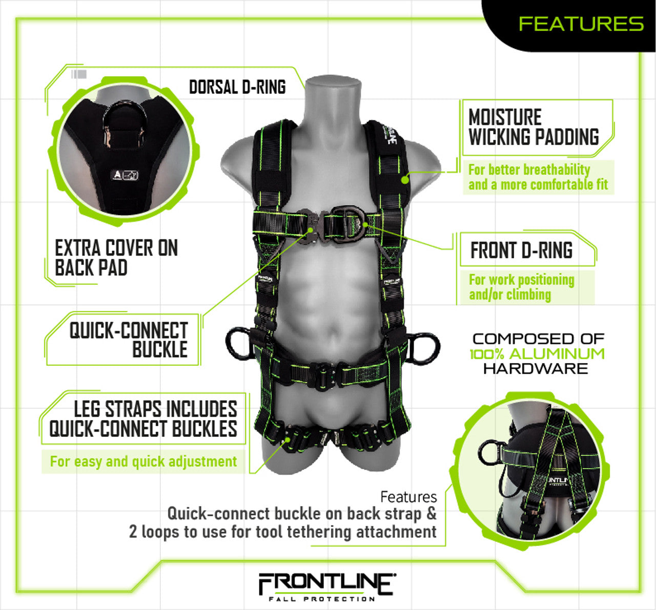 Elite™ Lite Climbing/Rescue Full Body Harness with Aluminum Quick Connect Buckles 200RE