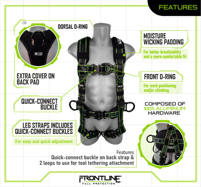 Elite™ Lite Climbing/Rescue Full Body Harness with Aluminum Quick Connect Buckles 200RE
