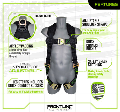 310VQC Patriot™ Vest Style Harness with Airflo™ and Quick Connect Buckles - Made in USA 310VQC