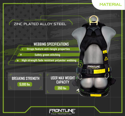 Patriot™ Tower Climbing Harness with Seat Sling, Airflo™ and Quick Connect Buckles - Made in USA 350TWQC