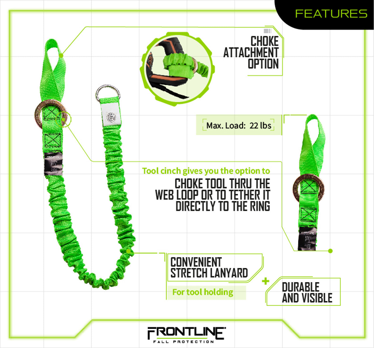 Frontline ACTLS222C ToolGrip™ 22 lbs Tool Lanyard Cinch with D-Ring