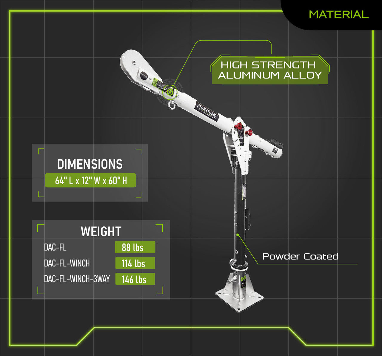 Frontline Fall DAC-FL Confined Space Davit Arm System with Floor Mount Worksite Safety & Industrial Supplies PPE
