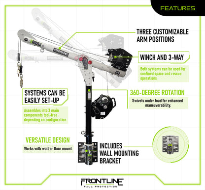 Frontline Fall DAC-WL Confined Space Davit Arm System with Wall Mount Worksite Safety & Industrial Supplies PPE