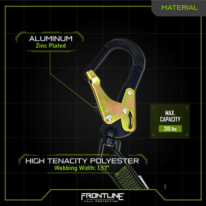 Frontline LIS62RA Elite Lite™ Elastic Twin Leg 6' Aluminum Rebar Hook Lanyard