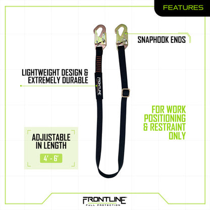 Frontline LPO61SADJ Combat™ 6' Positioning Adjustable Restraint Lanyard