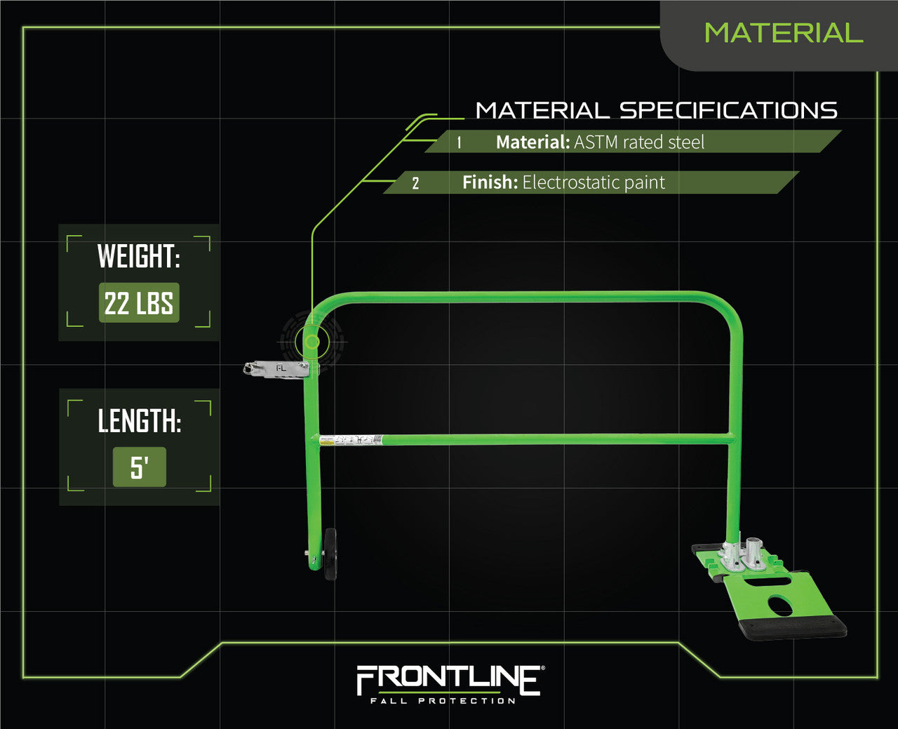 Frontline GUG55 Guardrail 5' Rolling Swing Gate