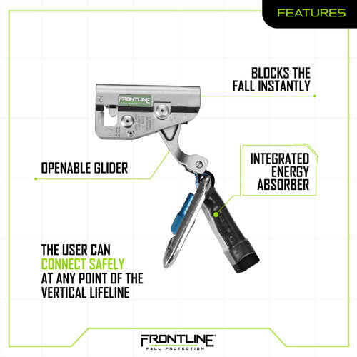 Frontline Fall GLC38 Vertical Ladder Lifeline System Cable Glider – Cut Level A1 Worksite Safety & Industrial Supplies PPE
