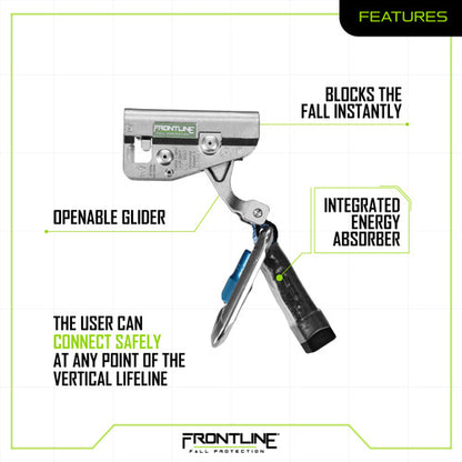 Frontline Fall GLC38 Vertical Ladder Lifeline System Cable Glider – Cut Level A1 Worksite Safety & Industrial Supplies PPE