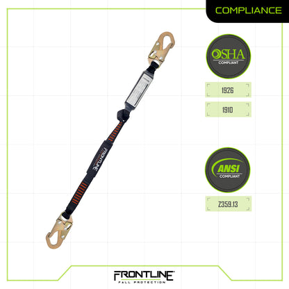 Frontline LIS31S Combat™ 3' Single Leg Snaphook Lanyard with Internal Shock Absorber