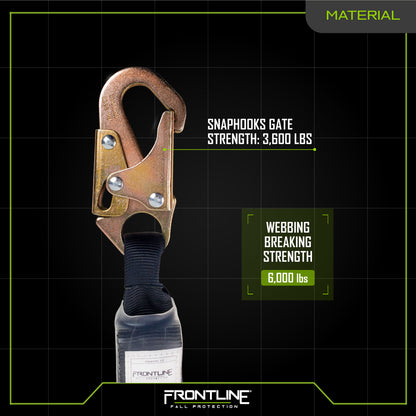 Frontline LIS31S Combat™ 3' Single Leg Snaphook Lanyard with Internal Shock Absorber