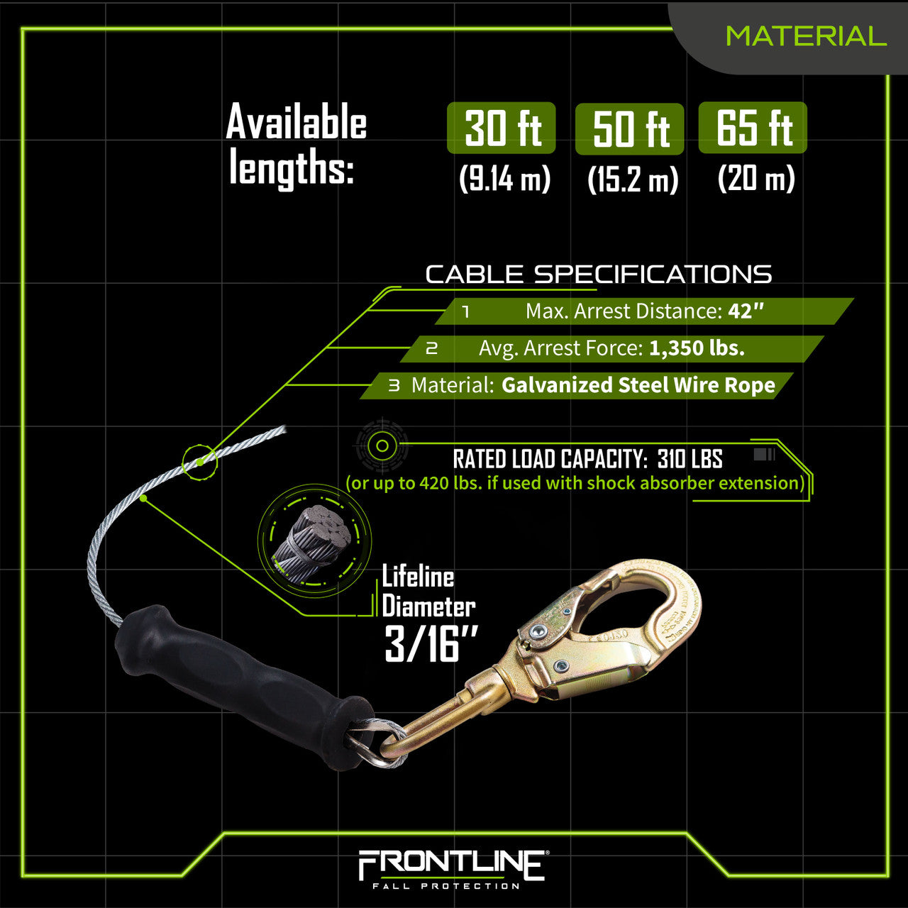Frontline RPG Cable Single Leg SRL with Steel Snap Hook End