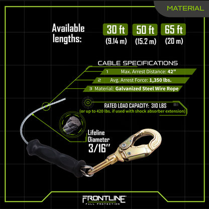 Frontline RPG Cable Single Leg SRL with Steel Snap Hook End