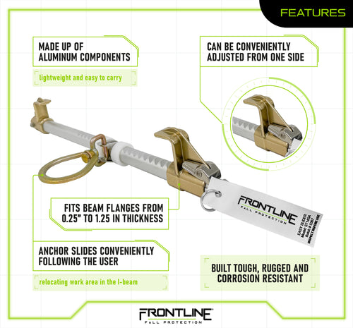 Frontline ST14SA Easy Slider Beam Walker Anchor for 3.5″ - 14″ Wide I-Beams