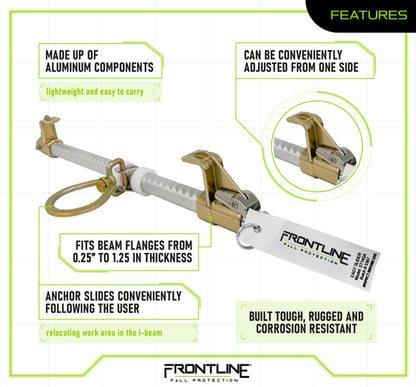 Frontline ST14SA Easy Slider Beam Walker Anchor for 3.5″ - 14″ Wide I-Beams