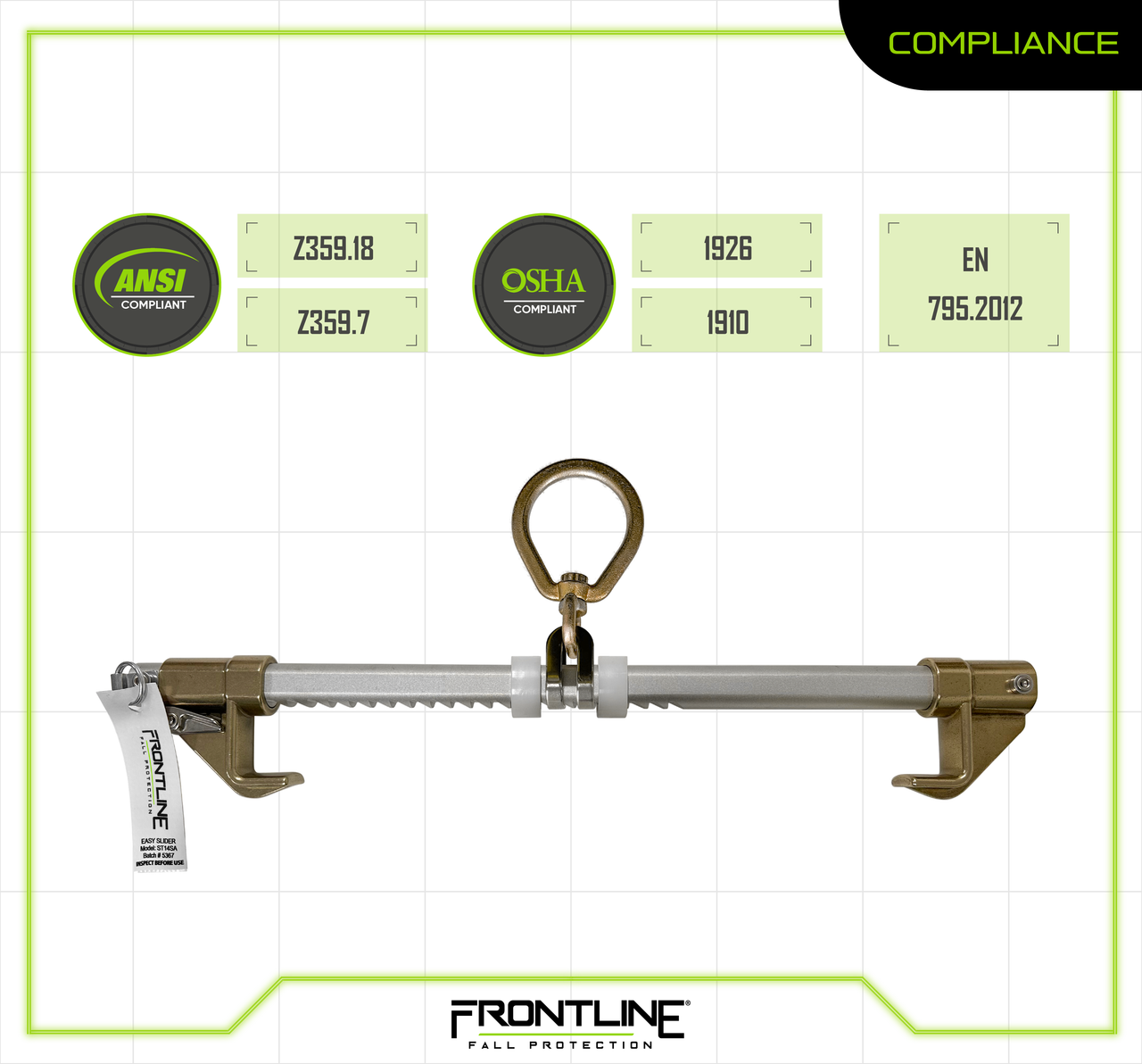 Frontline ST14SA Easy Slider Beam Walker Anchor for 3.5″ - 14″ Wide I-Beams