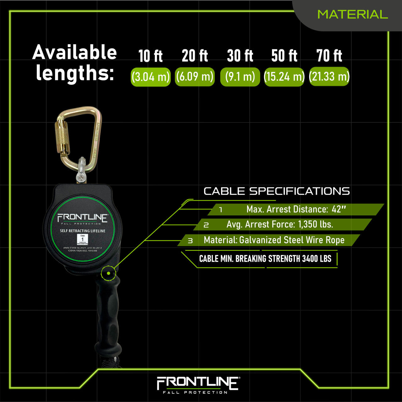 Frontline RPG Cable Single Leg SRL with Steel Snap Hook End