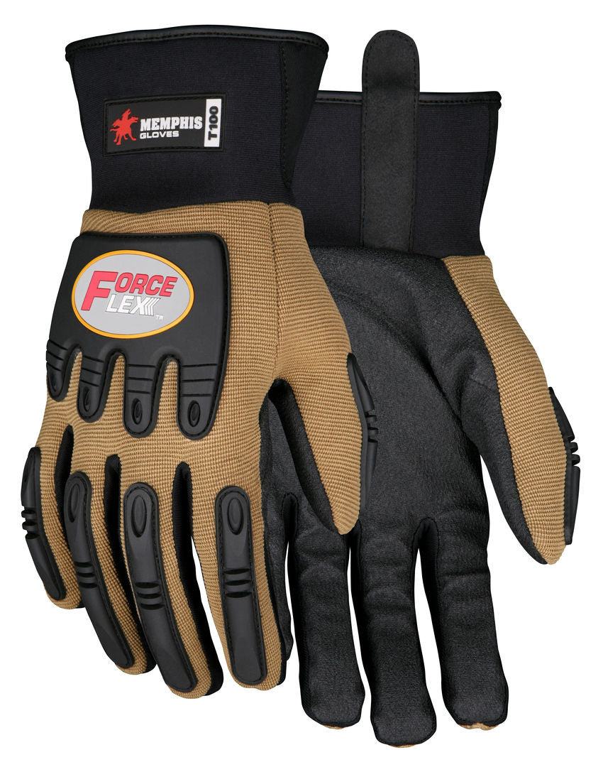 ForceFlex Mechanics Glove, Clarino Synthetic Leather Palm, Anti-Vibration, TPR Impact Protection