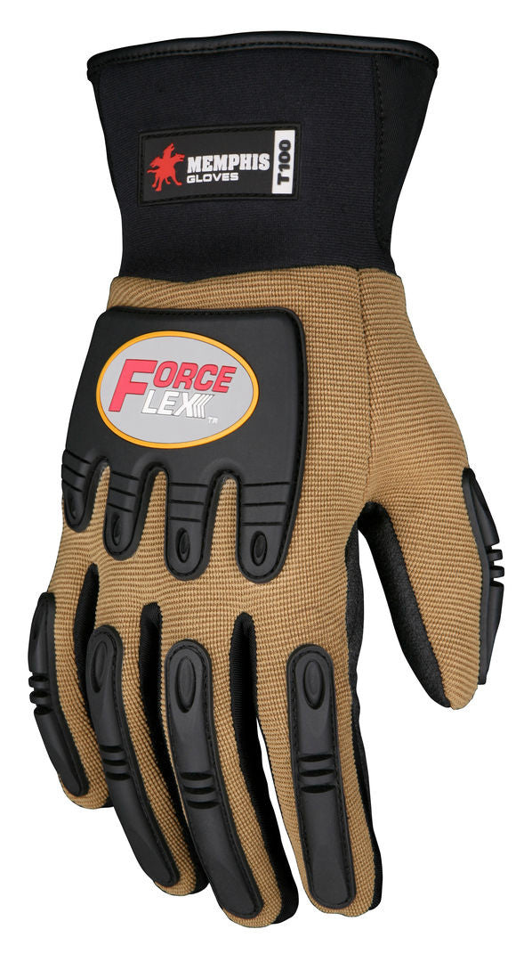 ForceFlex Mechanics Glove, Clarino Synthetic Leather Palm, Anti-Vibration, TPR Impact Protection