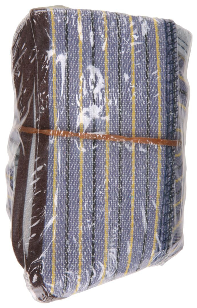 Split Leather Palm Work Gloves, Plasticized Safety Cuff, Striped Fabric Back