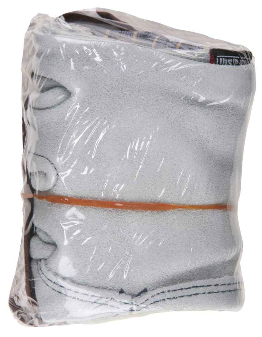 Split Leather Palm Work Gloves, Full Leather Back, 4.5" Plasticized Gauntlet Cuff