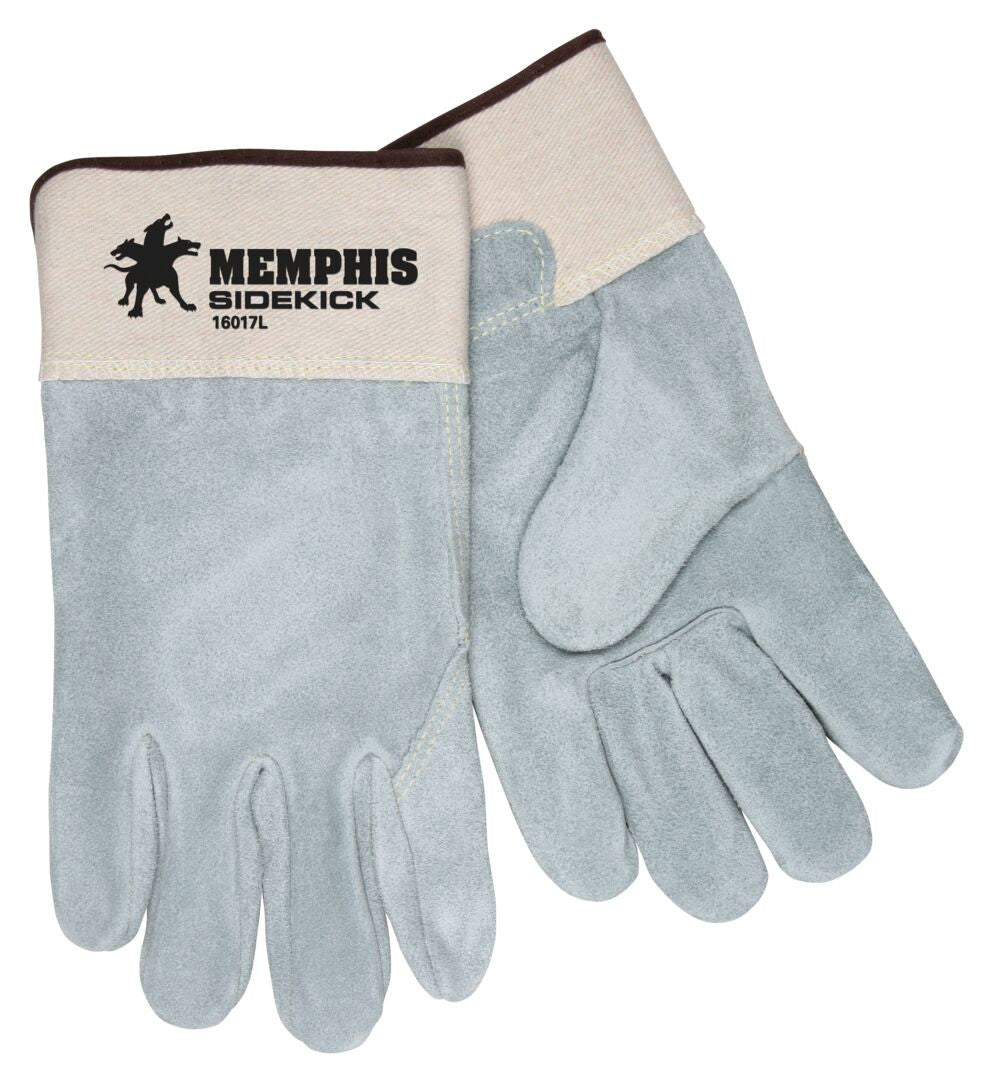 Sidekick® Split Cowhide Leather Palm Gloves, Rubberized Safety Cuff