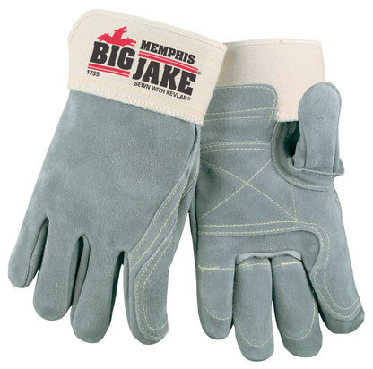 Lumber Jake Double Palm Leather Work Gloves, Kevlar Sewn, Safety Cuff