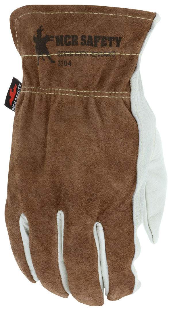 Cowhide Grain Leather Driver Gloves, Split Back, Kevlar Sewn, Keystone Thumb
