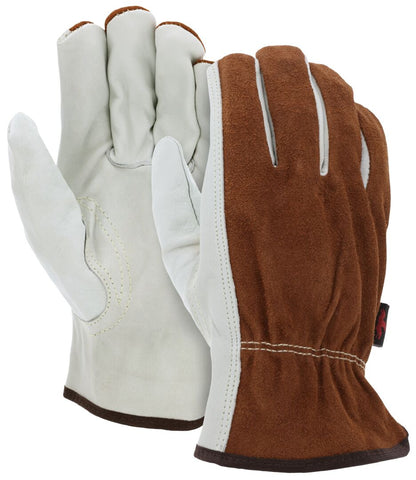 Cowhide Grain Driver Gloves, Split Back, Keystone Thumb