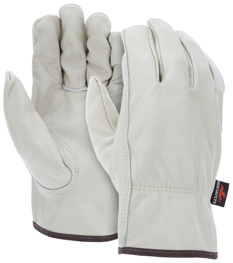 Cowhide Grain Leather Driver Gloves, Keystone Thumb, Unlined