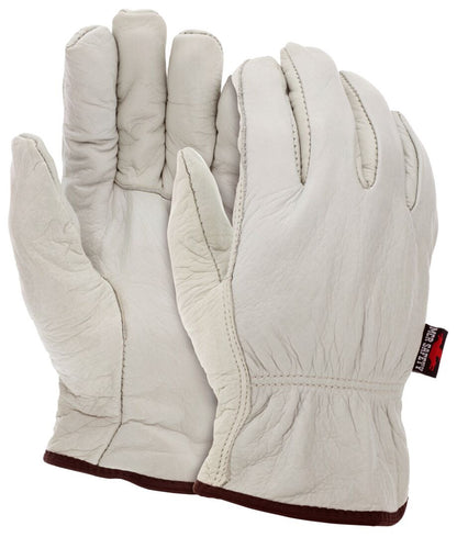Grain Cowhide Driver Gloves, Fleece Lined, Straight Thumb, Select Grade