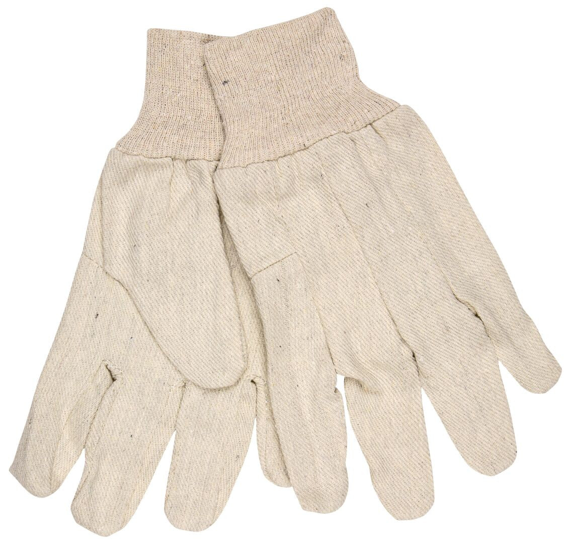 Canvas Work Gloves, 8 oz Cotton-Polyester Blend, Clute Pattern, Knit Wrist