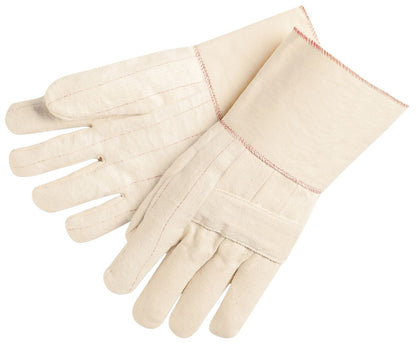 Hot Mill Gloves, 24 oz Cotton Canvas, Plasticized Gauntlet Cuff, Knuckle Strap