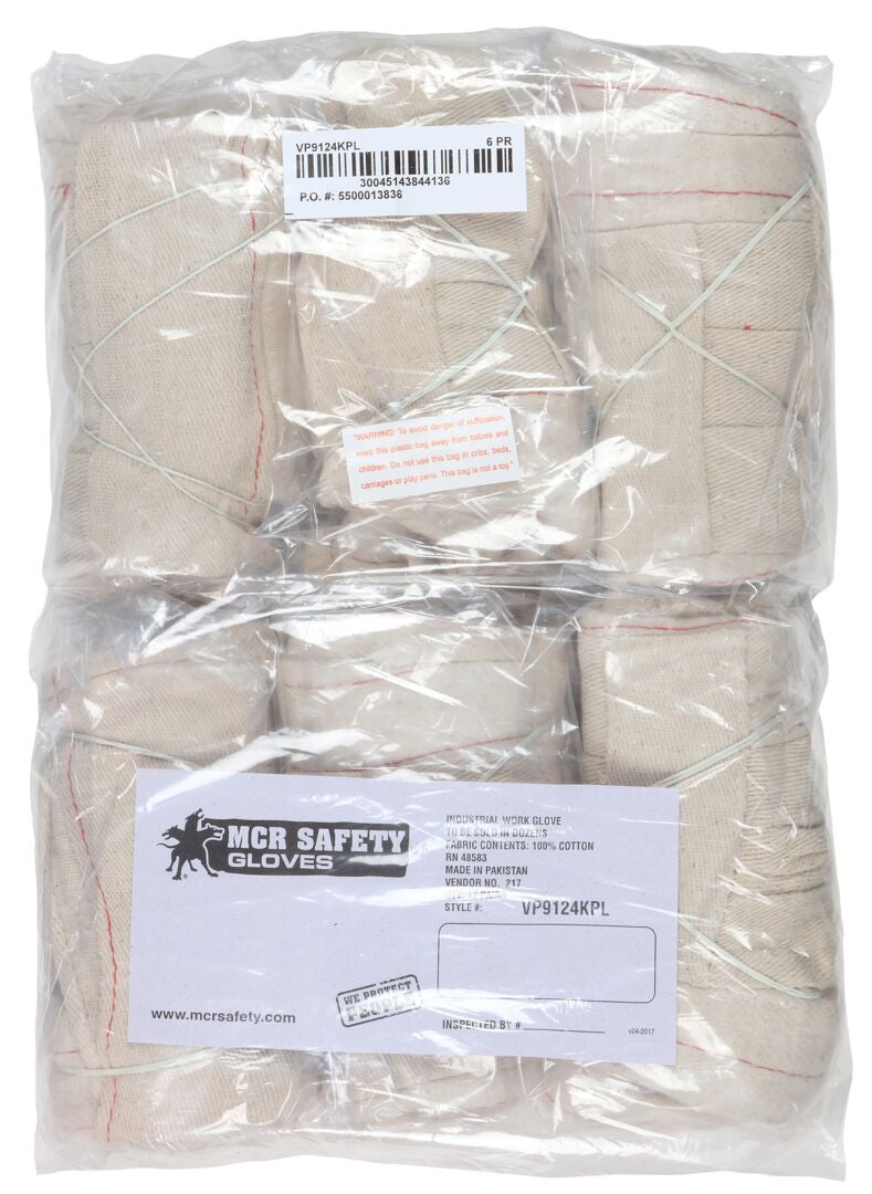 Cotton Hot Mill Gloves, 24 oz, Band Top Cuff, Knuckle Strap